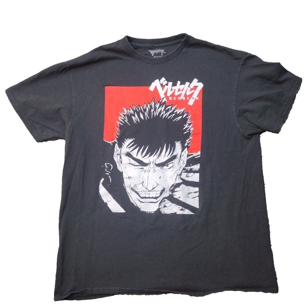 Anime Berserk Guts Graphic Tee Mens Size Large Black Red Graphic Crunchyroll